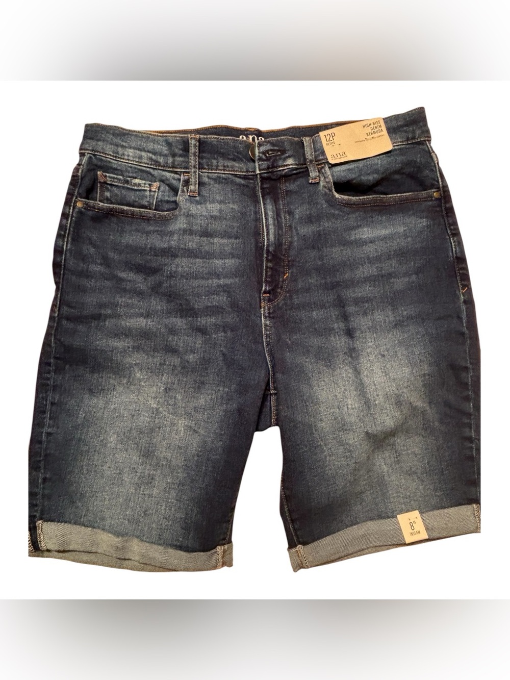 a.n.a Men's Faded Dark Blue Denim Jean Shorts